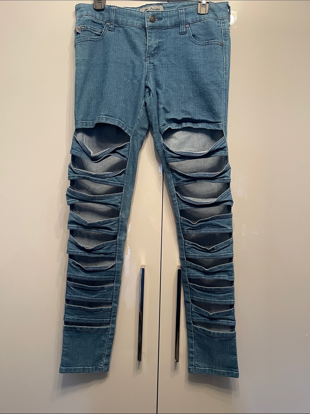 Royal Bones Blue Ladder-Cut Skinny Jeans